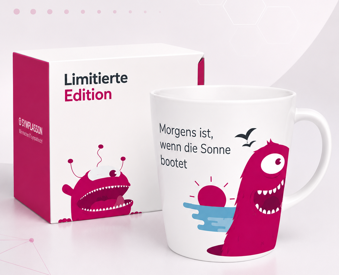 Kaffeetasse mit lustigen Monstern